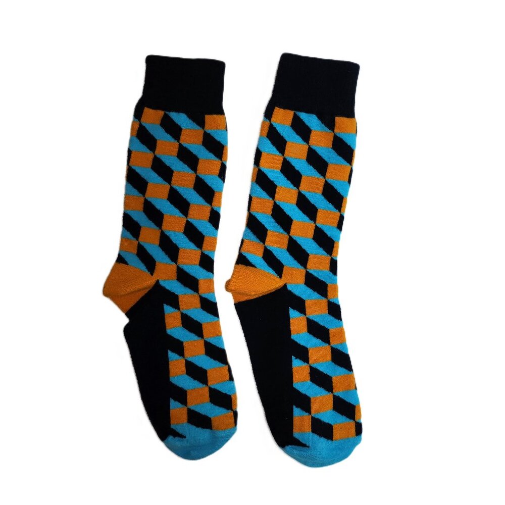 *Free with Purchase*Teal, Black & Orange Unigender Fashion Socks
